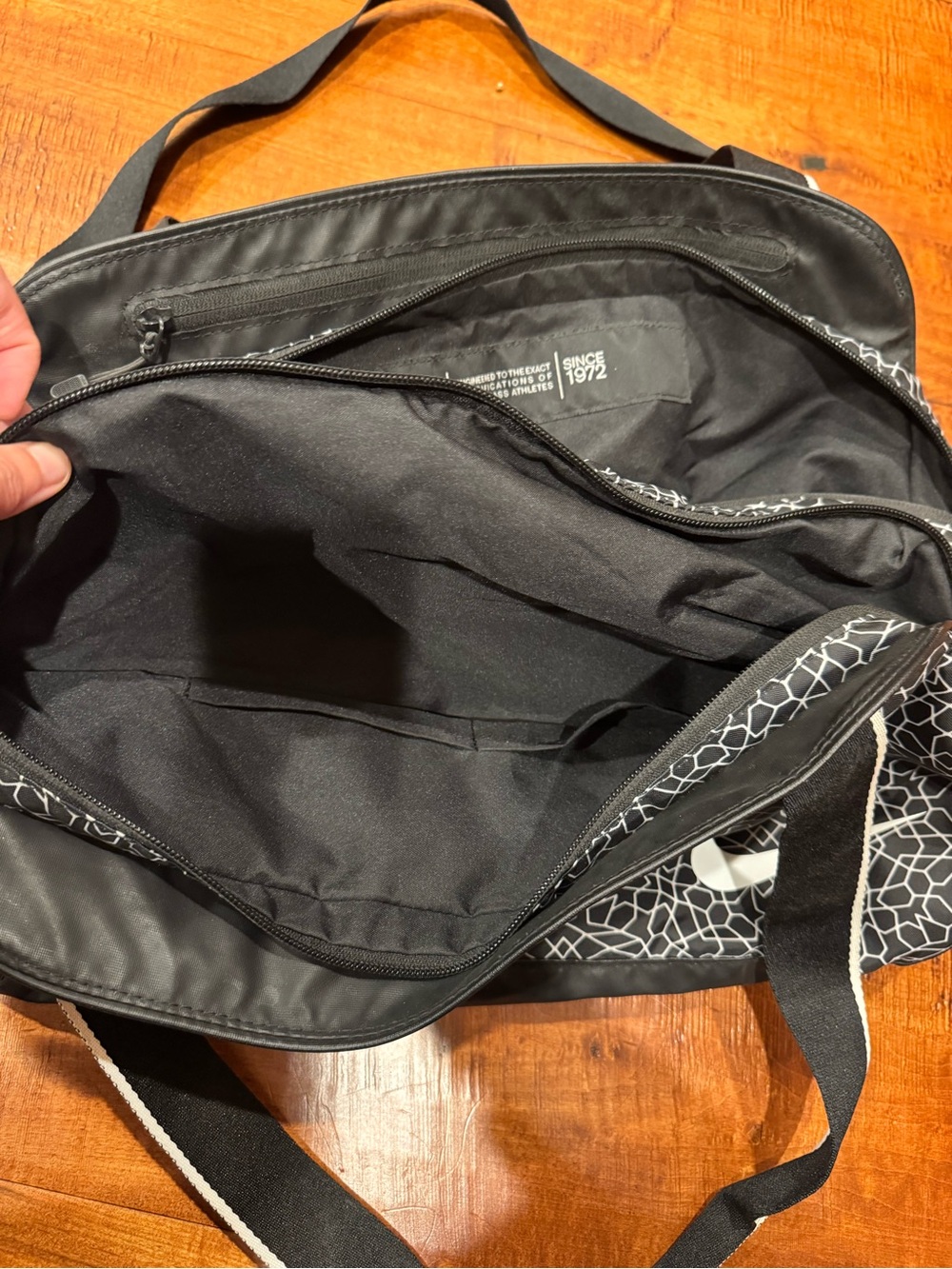 Nike Black and White Geometric Sport Duffel - Picture 5 of 10